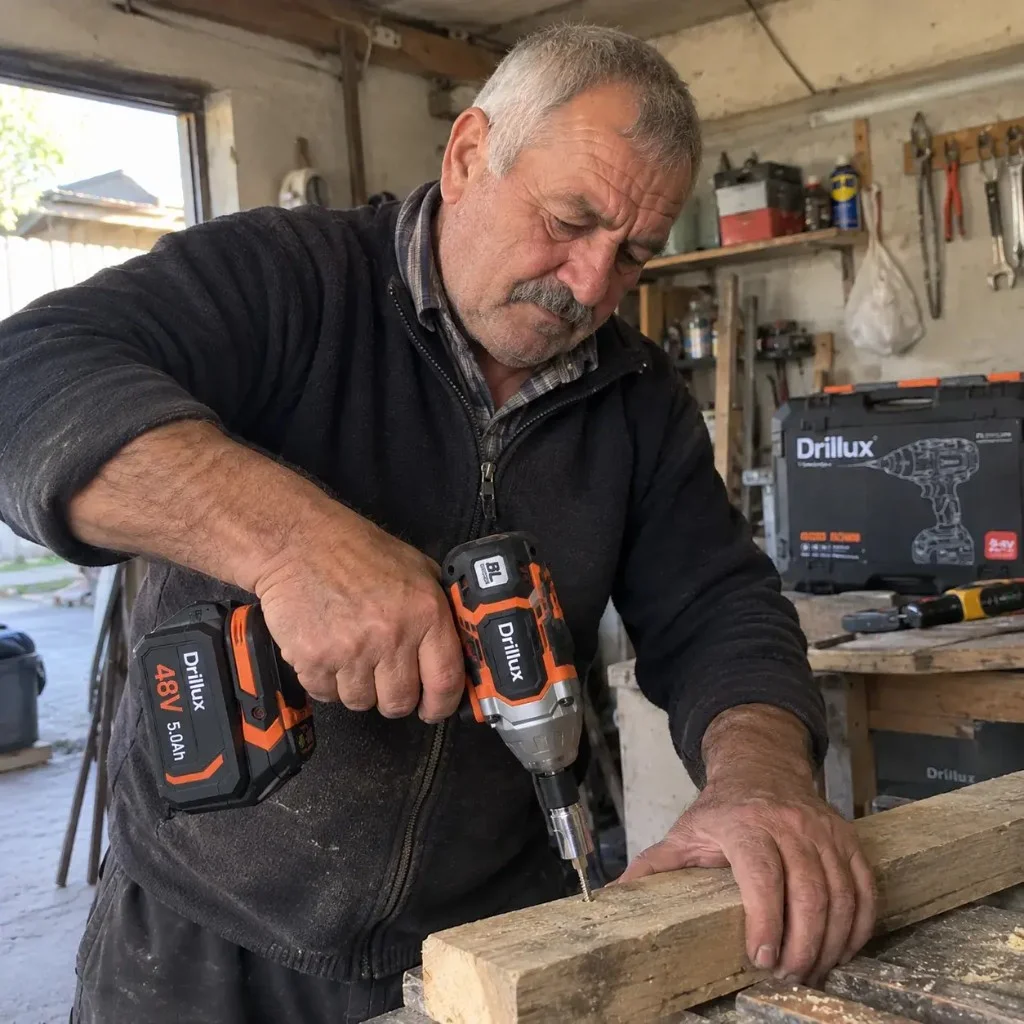 Drillux — Pablo monta madera en el taller